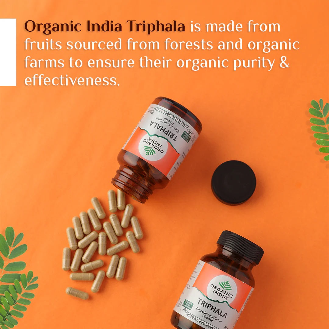 Organic India Triphala for Digestion and Colon Cleanse (180 Capsules)